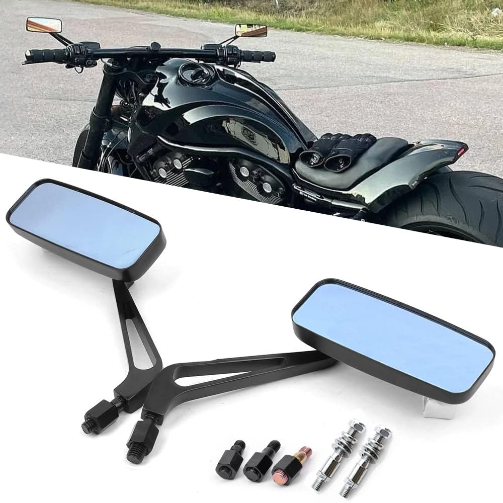 Photo 1 of DREAMIZER Motorcycle Mirrors Compatible with Harley Davidson - 8MM 10MM Universal Rectangle Mirror for V Rod Night Softail Rod Breakout Sportster 48 883 1200 Street Electra Glide Road Glide and More