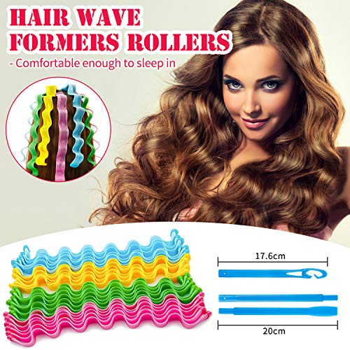 28 Pieces Heatless Waves Hair Curlers Spiral Curls No Heat Wave Hair