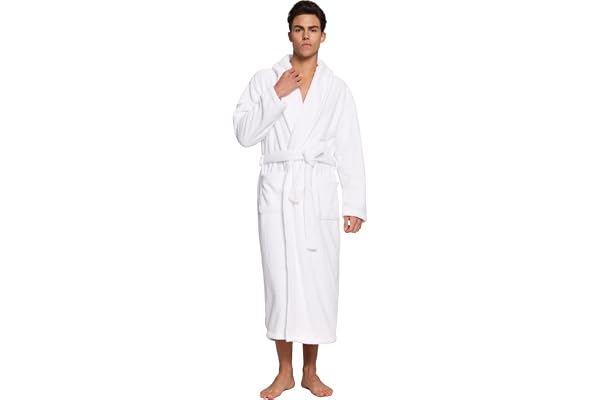 PJGGZ Men's Shawl Collar Bathrobe, Soft Long Towel Robe for Men - Super Absorbent Quick Dry yet Warm