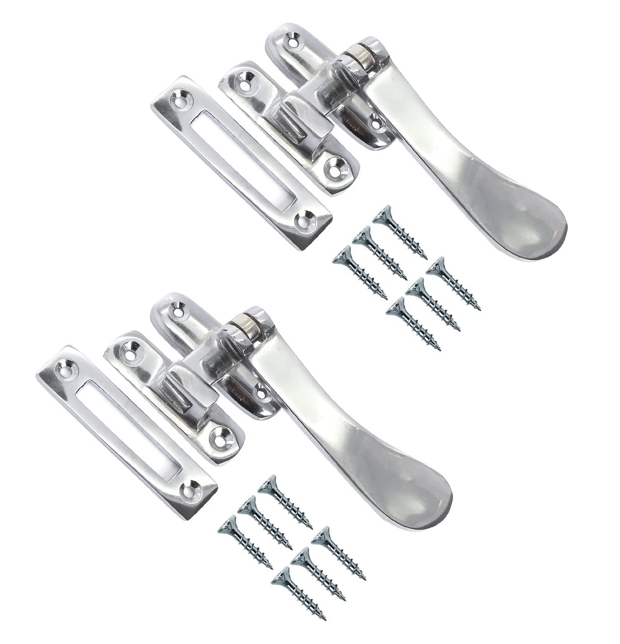 TERF® 100mm Heavy Duty Polished Chrome Window Casement Fastener 100mm (4'') Including Fixing Screw - Pack of 2