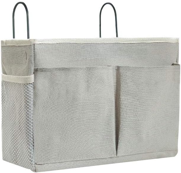Bulary Bed Shelf Storage Baskets Iron Storage Bins Baskets with Mesh Dormitory Living Room Bed hanging storage basket