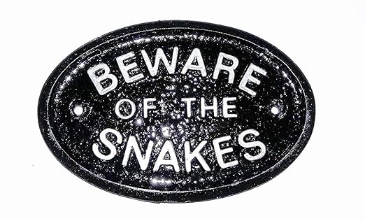 Plata Cuidado De La Serpientes Pared Puerta Casa Placa En Negro