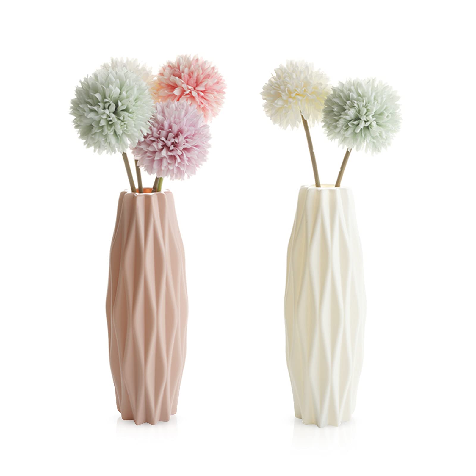 GmeDhc Plastic Vases, Home Decoration, 2 Piece Imitation Ceramic Flower Pot, Nordic Dried Flower Vases, Lightweight and Easy to Carry Perfect for Office (A)