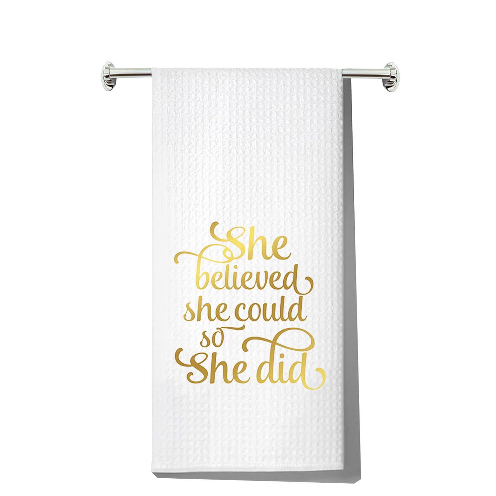 LEVLO Inspirational Kitchen Towel Motivational Friendship Graduation Gift She Believed She Could So She Did Tea Towels Housewarming Gift (She Believed)