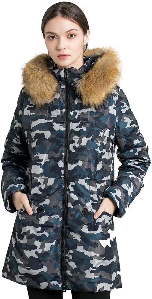 Beinia Valuker Women's Down Coat with Fur Hood with 90% Down Parka Puffer Jacket