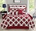 KingLinen 12 Piece Bernard Burgundy Comforter Set with Sheets Queen