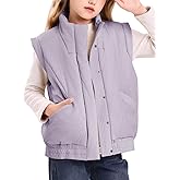 EGOCKAL Girls' Winter Puffer Vest Cute Sleeveless Button Outerwear Coats Water Resistant Warm Quilted Jacket 5-14Y