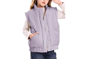 EGOCKAL Girls' Winter Puffer Vest Cute Sleeveless Button Outerwear Coats Water Resistant Warm Quilted Jacket 5-14Y