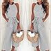 PRETTYGARDEN 2018 Women's Striped Sleeveless Waist Belted Zipper Back Wide Leg Loose Jumpsuit Romper with Pockets (Grey, Small)