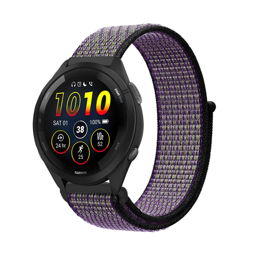 Niboow 22mm Strap Compatible with Garmin Forerunner 265/255/255 Music, Soft Nylon Watch Band for Garmin vivoactive 4/Venu 2/Active - Purple — image 1