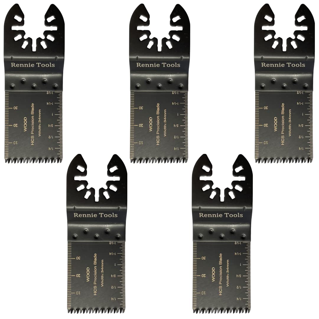 Pack of 5 x 34mm Wide Coarse Oscillating Multi Tool Blades/Wood Cutter Saw Blades Set Compatible with Dremel Fein Multimaster Makita Stanley Worx Dewalt Multi Tool Etc Oscillating Multitool Blade