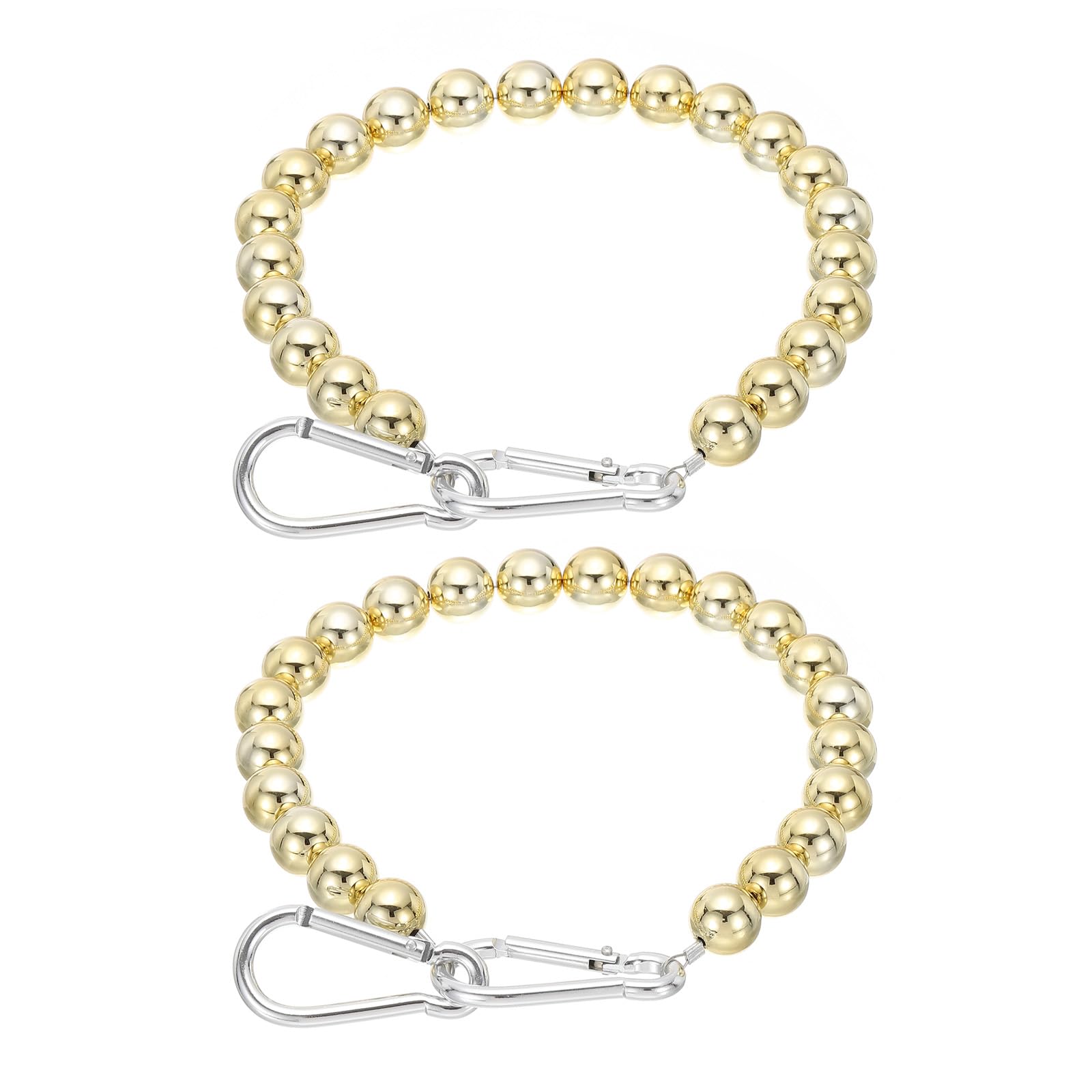 PATIKIL Flagpole Retainer Ring Flag Pole Accessories, 2 Pcs Flag Beaded Mount Ring Keep Flag Close to Pole Weight with Stainless Steel Cable for Indoor Outdoor Flagpole, Gold Tone, 4.3"