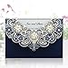 DORIS HOME 50pcs Navy Blue Laser Cut Flora Lace invitation Cards with Envelopes for Wedding Invitations, Bridal Shower, Engagement, Birthday, Bachelorette Party, Baby Shower