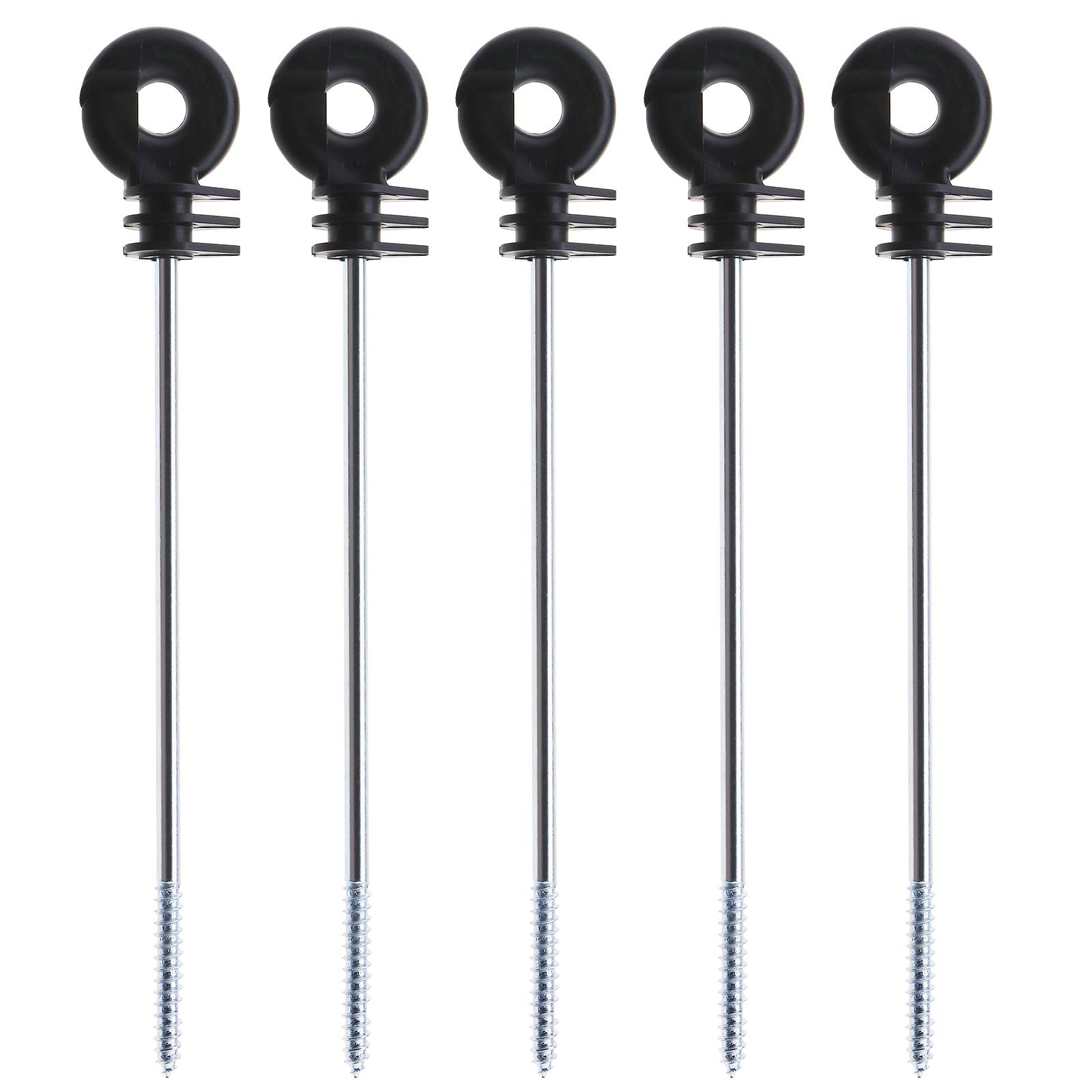 YINETTECH 30Pcs Insulators Fencing Post Screw-in Ring Set for Low Impedance Durable Meadow Farm Electric Fence Wood Post Black