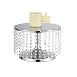 Tall Silver Cake Stand with Beaded Crystal Metal