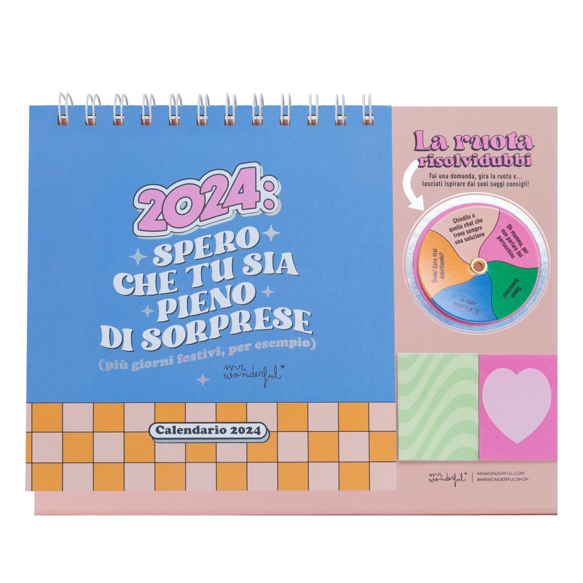 Mr.Wonderful 2024 Desk Calendar - Hope you are full of surprises (multiple holidays, for example) 24 x 18 x 2