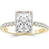 PAFIDDY 1.5 Carat Radiant Cut Moissanite Engagement Ring for Women, S925 Sterling Silver, D Color VVS1 Lab-Created Moissanite Promise Ring