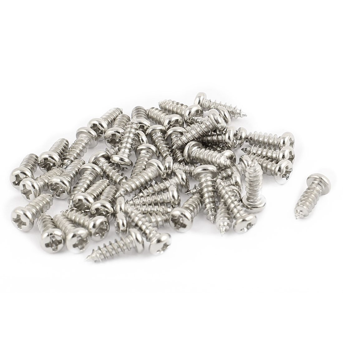 sourcing map 50pcs M2.5 x 8mm Stainless Steel Phillips Pan Round Head Self Tapping Screws