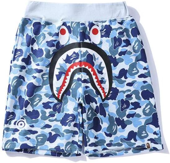 Fashion Shark Pattern Sports Shorts Trend Stitching Drawstring younth Shorts