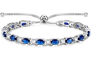 FANCIME Birthstone Tennis Bracelets Sterling Silver Bolo Tennis Bracelets Charm Fine Jewelry Birthday Gifts for Women Mom Wife Her