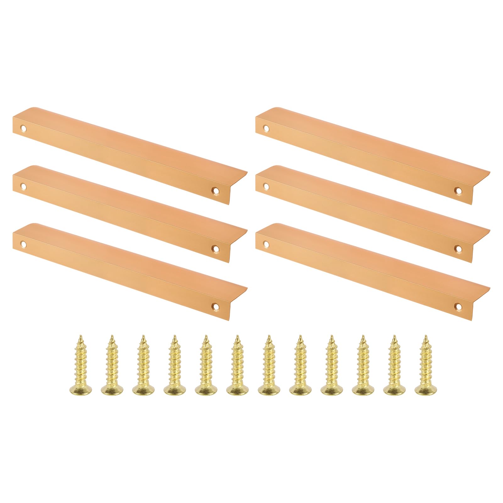 PATIKIL Mount Finger Edge Pull, 6 Pack 200mm/7.87" Aluminum Alloy Concealed Handle Cabinet Edge Pulls with Screws for Home Kitchen Furniture Door Drawer, Gold