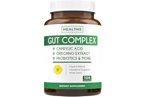 HEALTHS HARMONY Candida Support (120 Capsules) - Caprylic Acid, Oregano Oil & Probiotics Help Maintain Already Normal Levels of Yeast and Candida - Vegetarian, Non-GMO Intestinal Supplement - Gut Cleanse (No Pills)