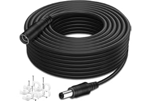 WILDHD DC Power Extension Cable 33ft, 2.1mm x 5.5mm Plug Compatible with 12V DC Adapter Cord for CCTV Security Camera, IP Camera, Standalone DVR (33ft Black)