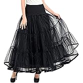 Women's 1950s Petticoat Lightweight Vintage Skirt Elastic High Waist A-Line Floor Length Ballet Underskirt