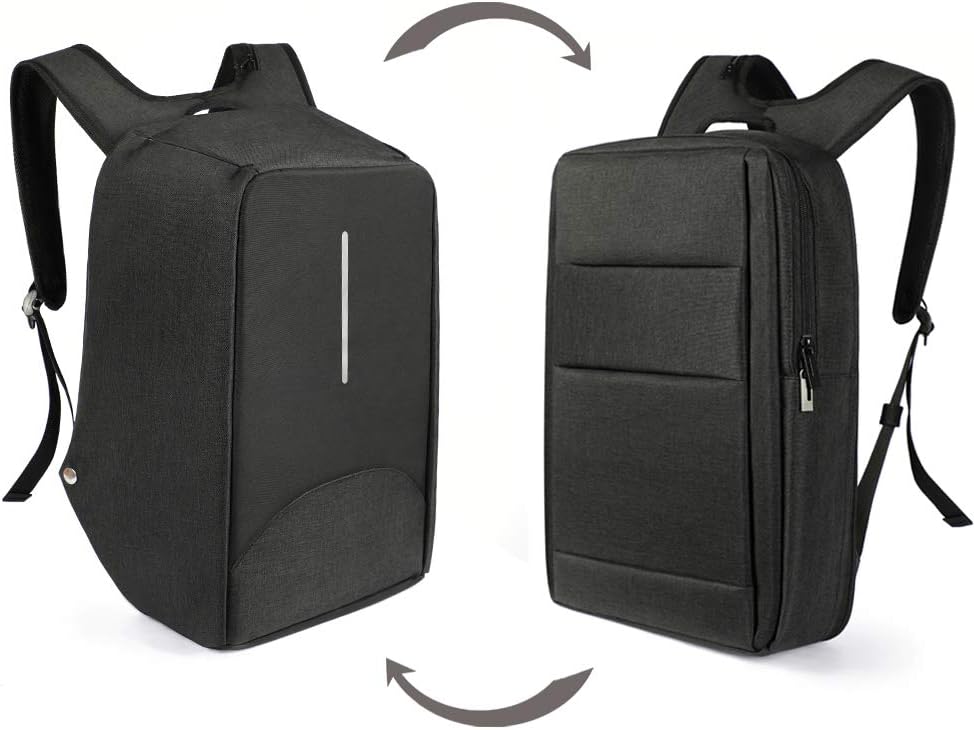 Black Changeable Anti Theft Backpack Business Laptop Casual School Business Travel Daypack with USB Charging & Headphone Port Knapsack for Men and Women
