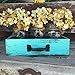 Mason Canning JARS in Wood DRAWER with 3 Ball Pint Jar Distressed Rustic Kitchen Table Centerpiece Mint Caribbean Blue Black Handle 11.5 X 6 X 3 Wooden Antique Blue Rectangle Box (Optional Flowers)