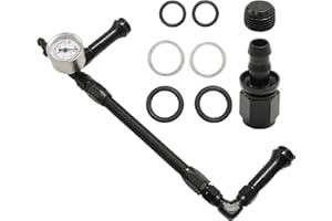 Aynaxcol Braided AN6 Dual Feed Carb Fuel Line Double Pump, with Vacuum Pressure Gauge, Replacement for Holley Dominator 4150 