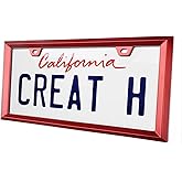 Creathome 3D Shining Red License Plate Frames, Pure Zinc Alloy Metal with Triangle Patterned