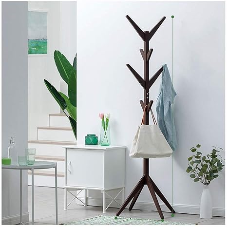 Amazon ハンガーラック 木製コートラック 8フック付き自立型コートラック 玄関コートツリーコートハンガースタンドホームオフィスホール玄関用 ポール ハンガー Color C ハンガーラック オンライン通販