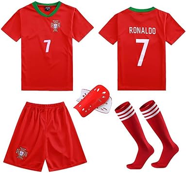 Amazon Co Jp ポルトガルロナウド7番のジャージ ソックスとレギンスのパフォーマンスの服を送る子供のサッカーチームの速乾性の服 スポーツ アウトドア