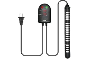 Woliver Aquarium Heater Adjustable Turtle Betta Fish Tank Heater 100W/300W with Dual Temperature Displays Temp Controller for Large Fish Tank (500W(for 80-132 Gallon))