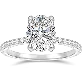 NOVSEAS 14K Gold Moissanite Ring 14k Gold 2 Carat D Color Hidden Halo Oval Cut Moissanite Engagement Rings for Women