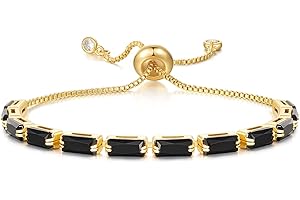 KissYan Tennis Bracelet for Women, 14K Gold Plated Cubic Zirconia Adjustable Slider Bracelets Trendy Jewelry Gift