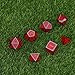 HESTYA Metal Dices Set Polyhedron Dice Compatible with Dungeons and Dragons, Role Playing Math Teaching Table Games Solid Zinc Alloy with Enamel Dice with Storage Bag