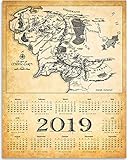 2019 Calendar - The Realm Of Middle Earth Map - 11x14 Unframed Calendar Art Print - Great Calendar Under $15 for Lord of the Rings and Hobbit Fans