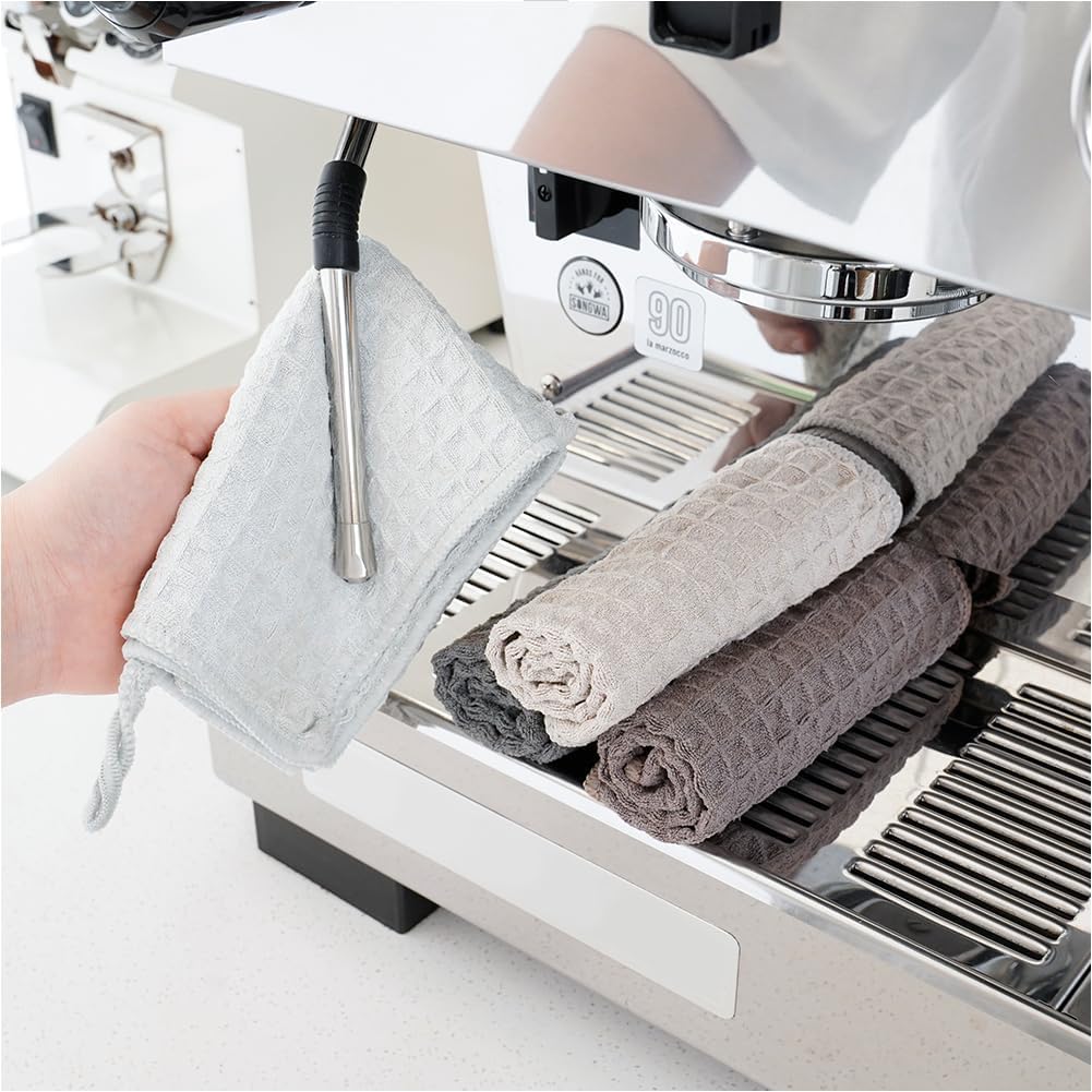 Photo 1 of watchget Barista Microfiber Cloths - 4 Pack (12"x12") Professional Cleaning Towels for Espresso Machines, Steam Wands & Countertops Essential Coffee Bar Accessories