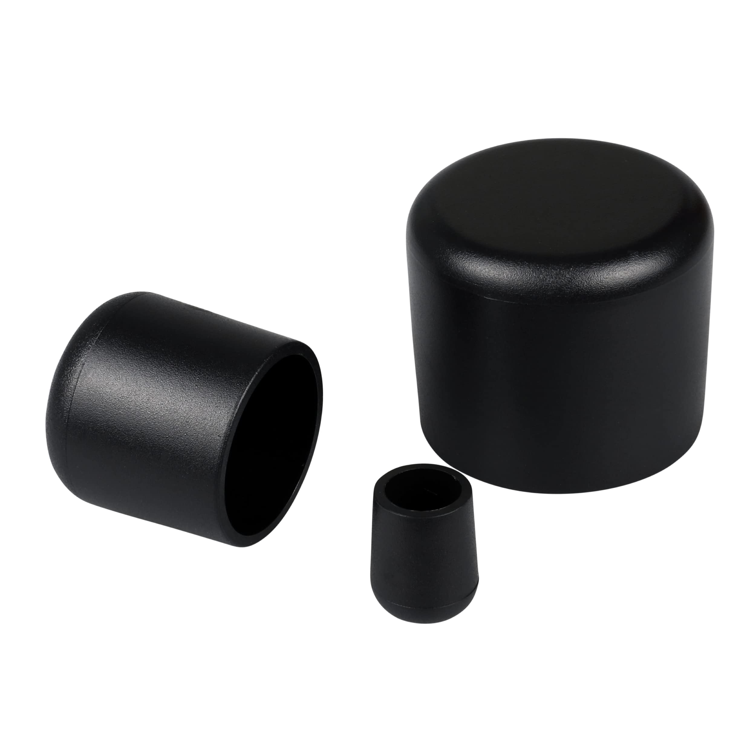 FUX 10 pieces plastic end caps for round furniture feet, 3mm-30mm, chair leg floor protectors, chair feet protectors, chair leg caps, rubber stoppers, garden furniture (outside-Ø: 12mm, black)