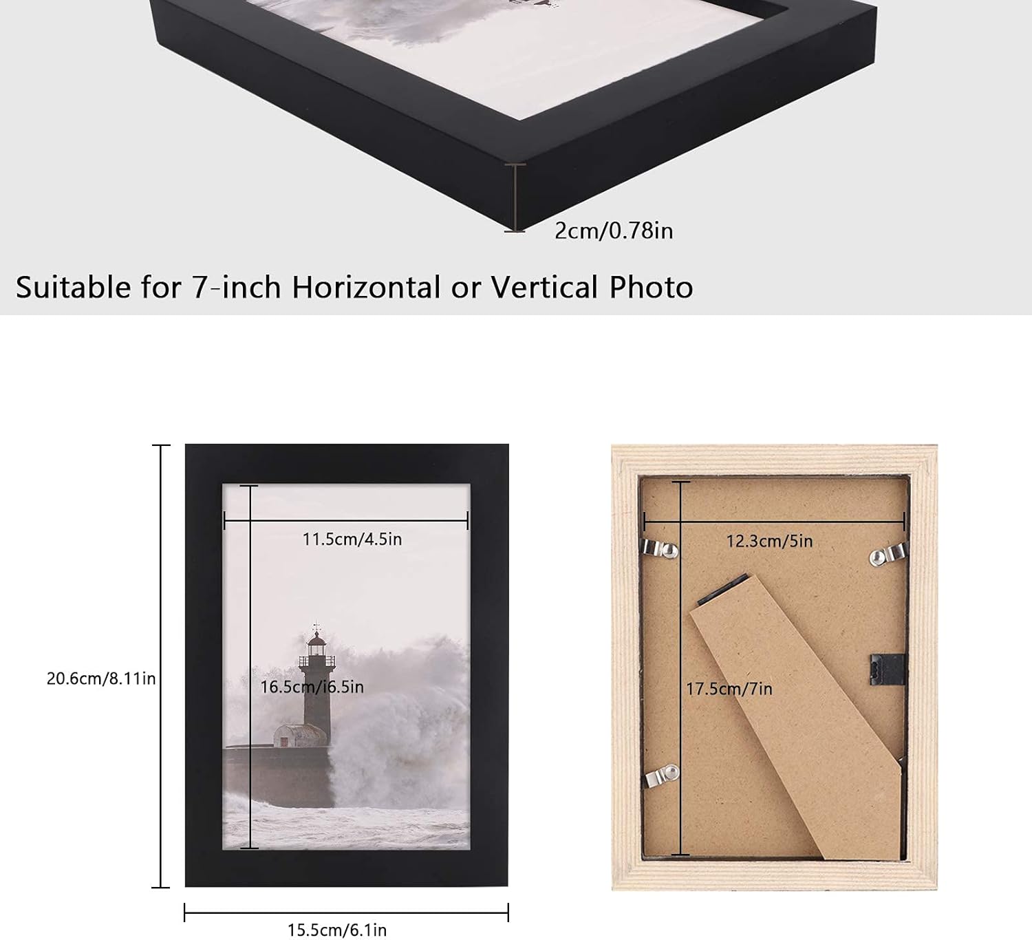 Dedoot 5x7 Picture Frames Set of 2, Black Photo Frames for Wall and Tabletop, Rectangle Wooden Picture Frames Set -
