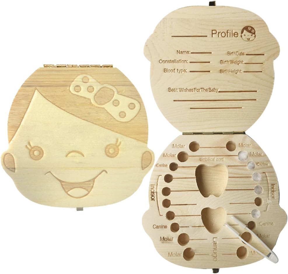 Baby Teeth Box Homya Wooden Milk Tooth Keepsake Box Organizer Deciduous Souvenir Girl