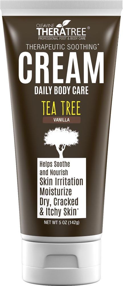 Soothing Cream with Colloidal Oatmeal - Vanilla Scent - Helps Soothe Skin Irritation, Dry, Itchy Skin - by Oleavine TheraTree