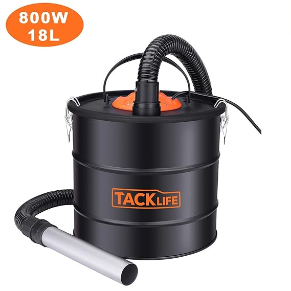TACKLIFE Aschesauger, Verbesserter Filter, 800W Kaminsauger mit 18L Fassungsvermögen Sackloser Schmutz/Staub/Aschesammler, Ge