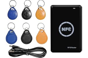 XIXEI RFID Reader Writer, Smart Card Copier NFC Duplicator, 13.56MHz Encrypted Programmer, 125KHz Smart Card Copier, USB Cable, Support Windows System, with 3 UID Key Fobs and 3 T5577 Key Fobs