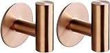 YUET 2 Pcs Bathroom Towel Hook Adhesive Rose Gold SUS 304 Stainless Steel