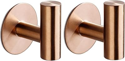 YUET 2 Pcs Bathroom Towel Hook Adhesive Rose Gold SUS 304 Stainless Steel