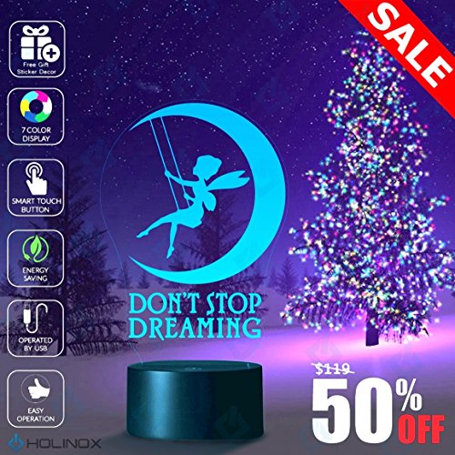 Don t Stop Dreaming, Dream lamp, Fairy and moon decoration, Kids Nightlight, Best Christmas Gift, Decoration lamp, 7 Color Mode, Awesome gifts (MT212)