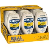Hellmann's Real Mayonnaise Squeeze Bottles, 20 Fl Oz, 12 Pack | Gluten Free, 100% Cage Free Eggs, Rich Creamy Texture, No Mess Cap, 100% Recycled Bottle, Nozzle, for Burgers &amp; Sandwiches